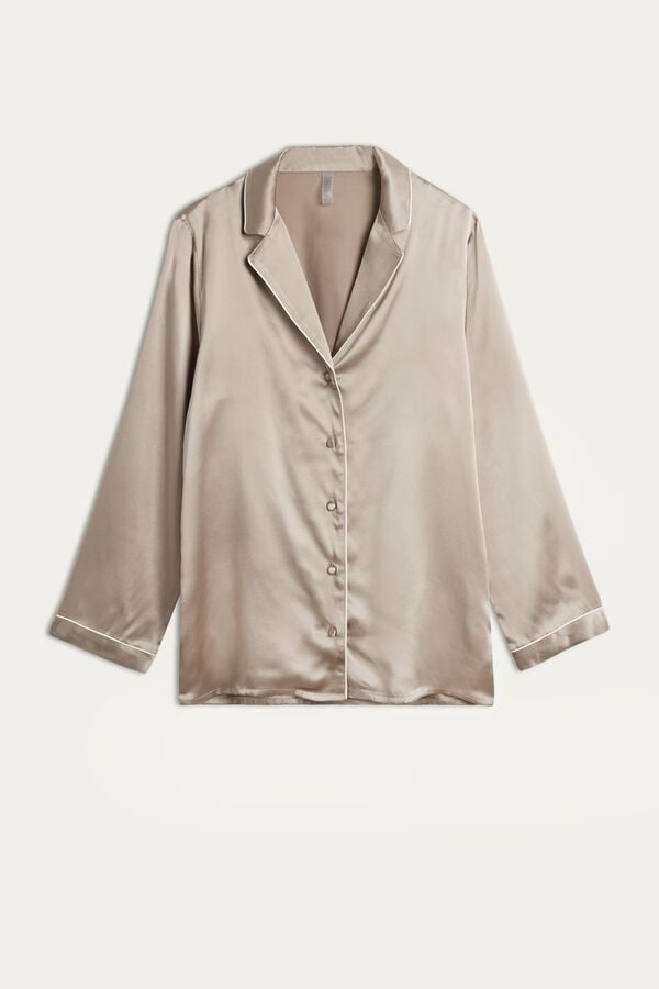 Intimssimi Mannish-Cut Jacket in Silk Satin Natural | GUSEC20365