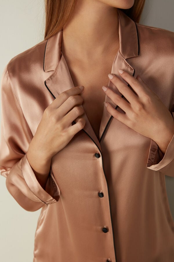 Intimssimi Mannish-Cut Jacket in Silk Satin Natural | MUSHR36453