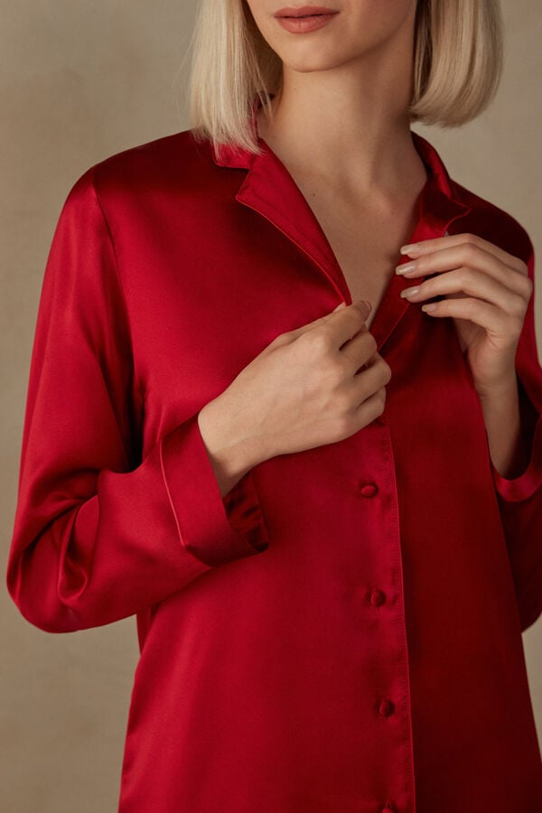 Intimssimi Mannish-Cut Jacket in Silk Satin Red | USEGJ54192