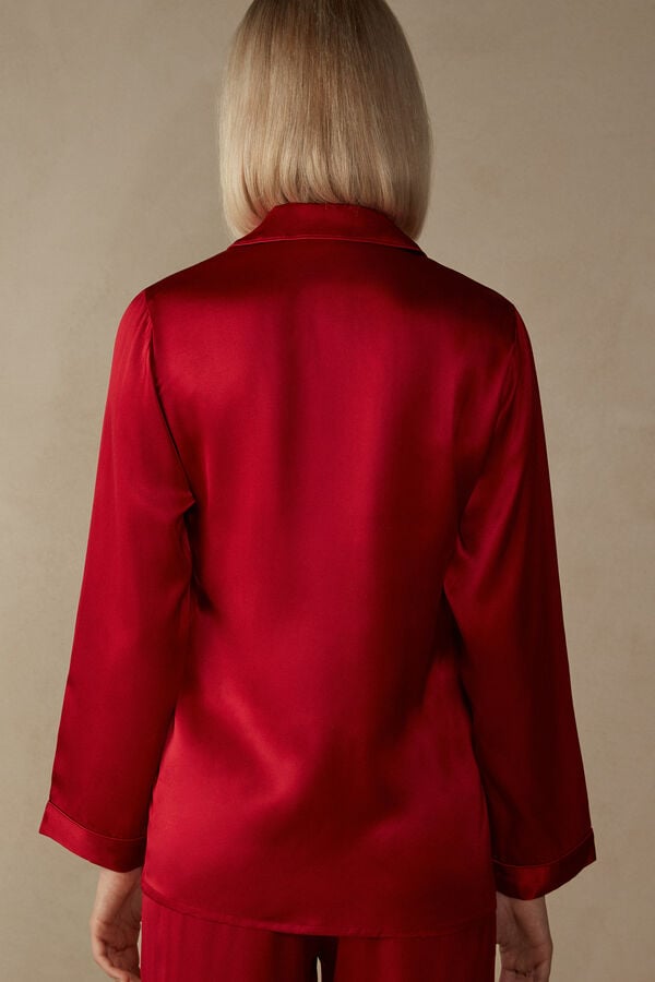 Intimssimi Mannish-Cut Jacket in Silk Satin Red | USEGJ54192