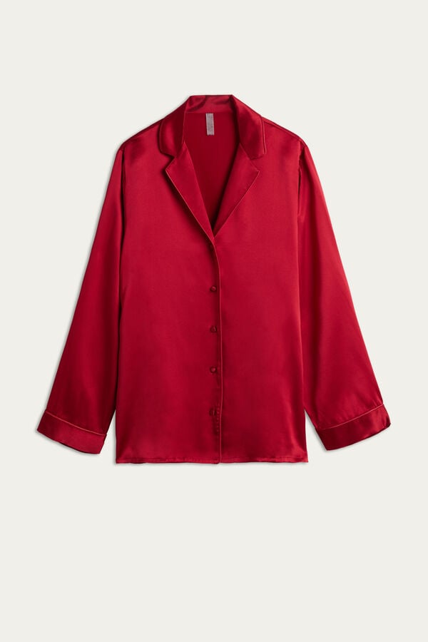 Intimssimi Mannish-Cut Jacket in Silk Satin Red | USEGJ54192