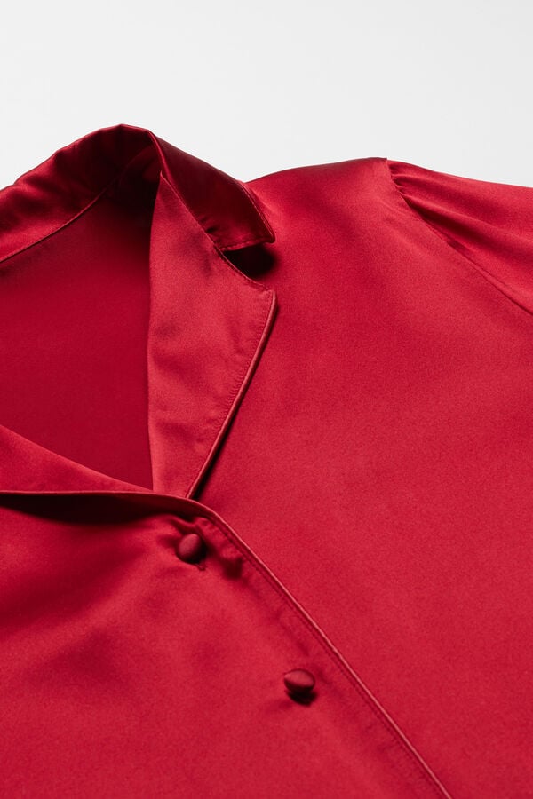 Intimssimi Mannish-Cut Jacket in Silk Satin Red | USEGJ54192