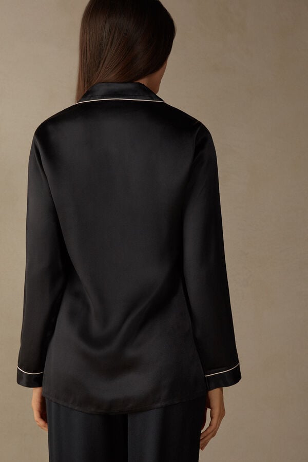 Intimssimi Mannish-Cut Jacket in Silk Satin Black | USJKU57714