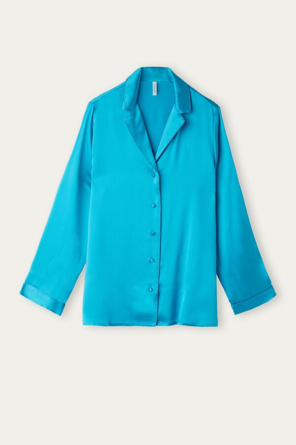 Intimssimi Mannish-Cut Jacket in Silk Satin Blue | USJZR66998