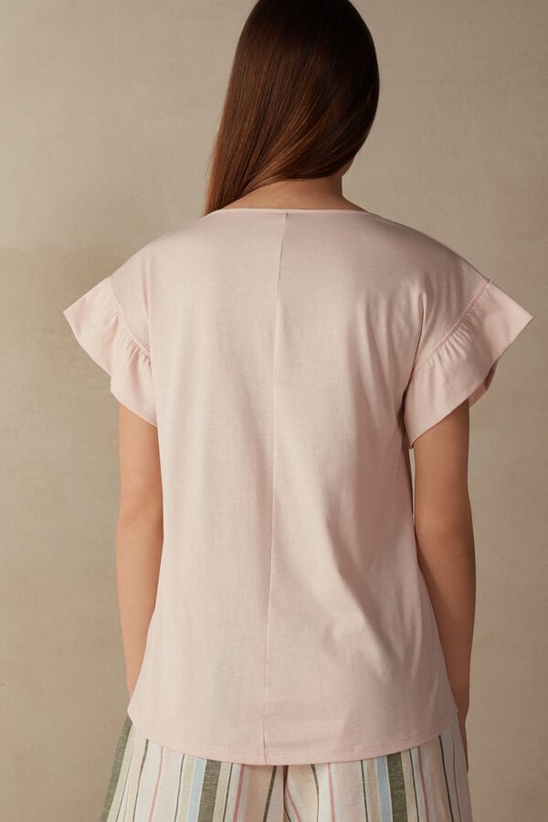 Intimssimi Marine Holidays Short Sleeve Top in Supima® Ultrafresh Cotton Pink | USCIF79317