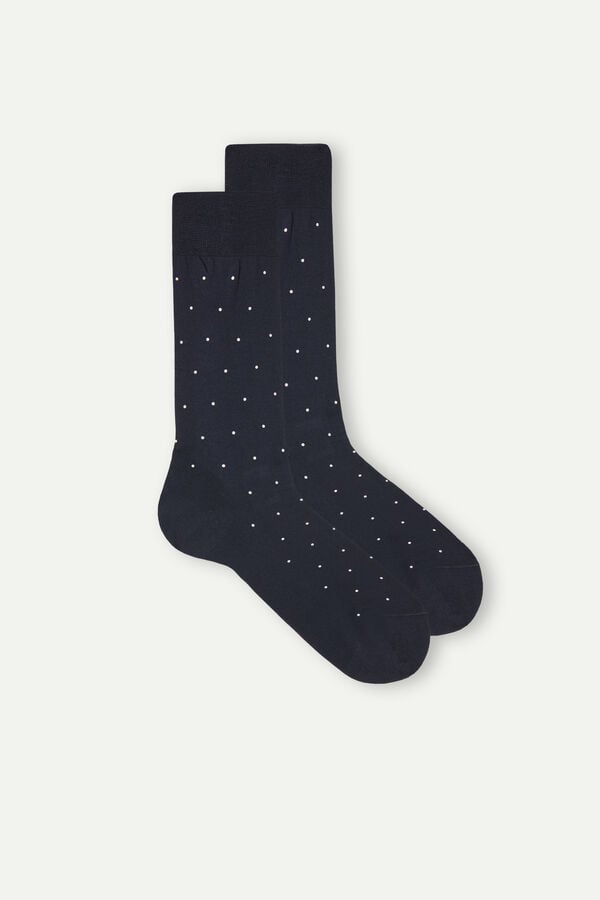 Intimssimi Men’s Short Socks in Patterned Lisle Cotton Blue | EUSVG22875