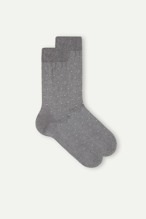 Intimssimi Men’s Short Socks in Patterned Lisle Cotton Grey | USICD58820