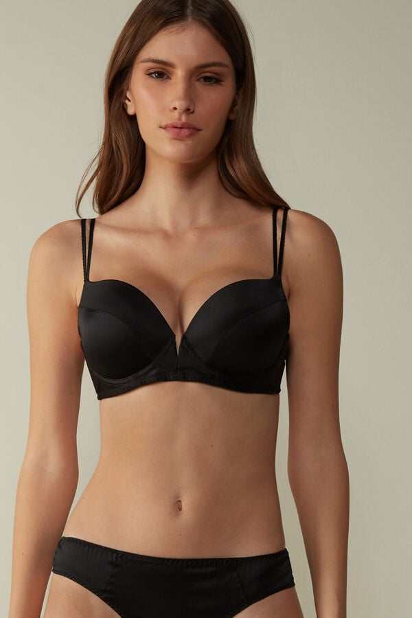 Intimssimi Mia Silk Super Push-Up Bra Black | UUSTG47840