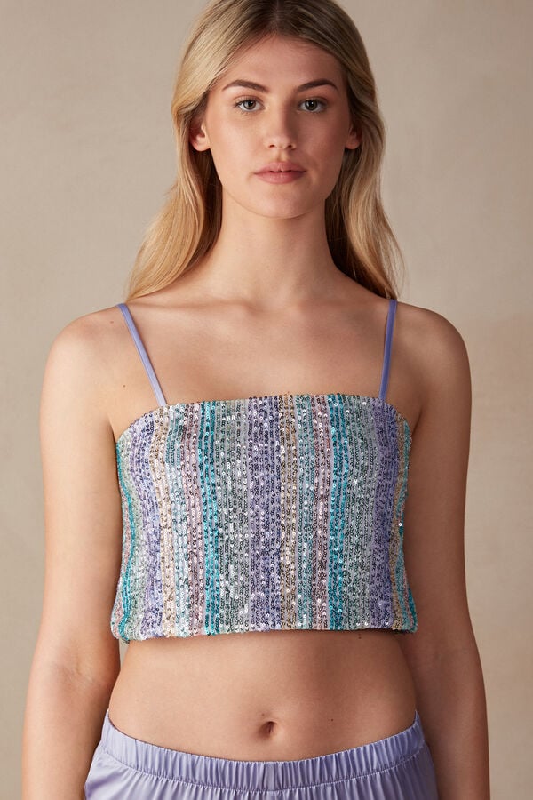 Intimssimi Miami Nights Sequin Crop Top Blue | USJBT32297