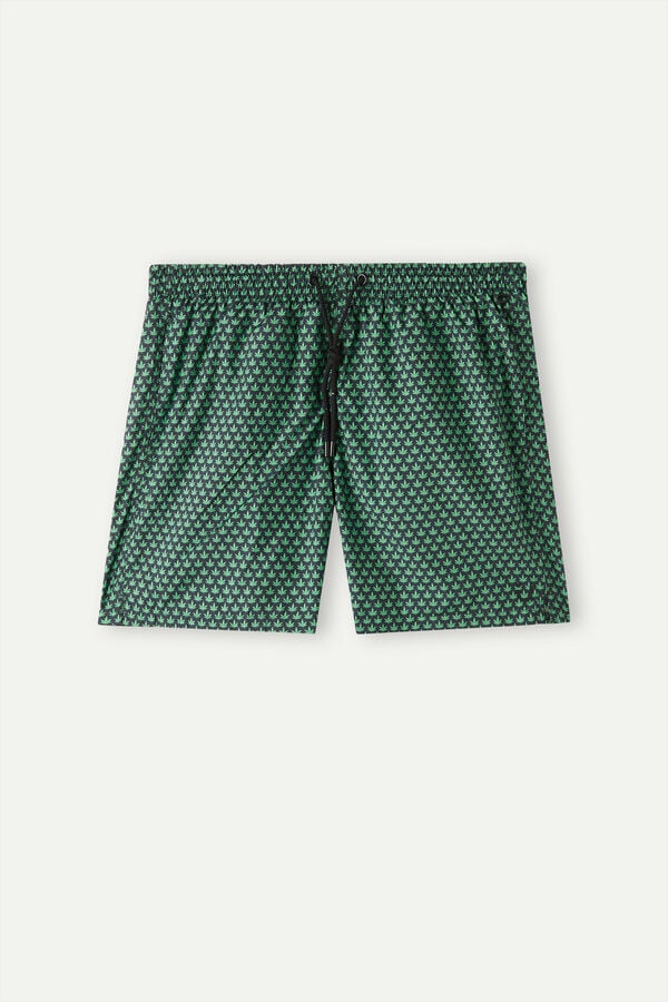 Intimssimi Micro Leaf Print Swim Trunks Green | USJZR48326