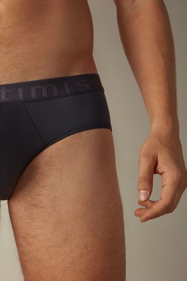 Intimssimi Microfiber Briefs with Logo Detail Grey | BUSSO77943