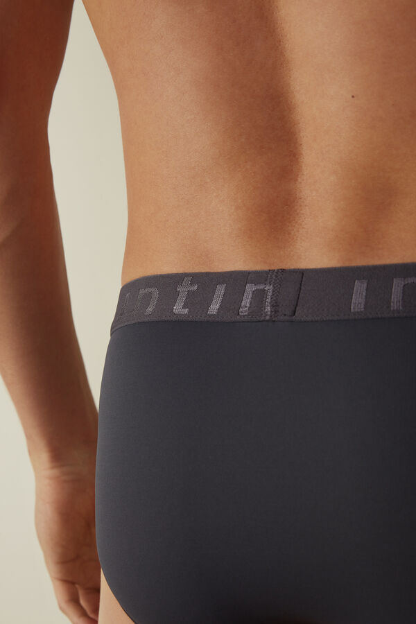 Intimssimi Microfiber Briefs with Logo Detail Grey | BUSSO77943