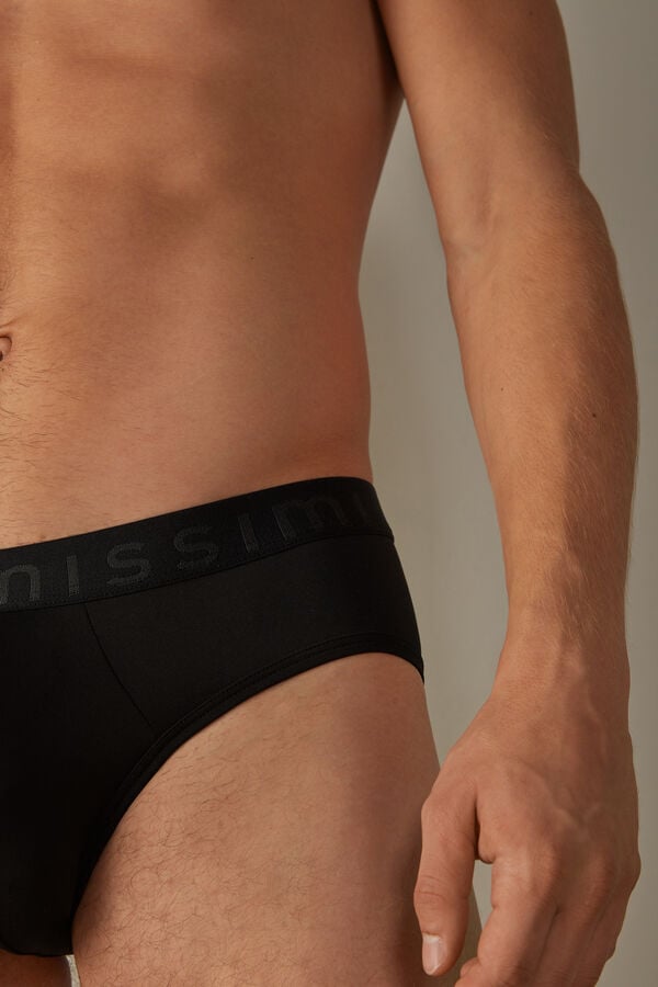 Intimssimi Microfiber Briefs with Logo Detail Black | GUSUC84766