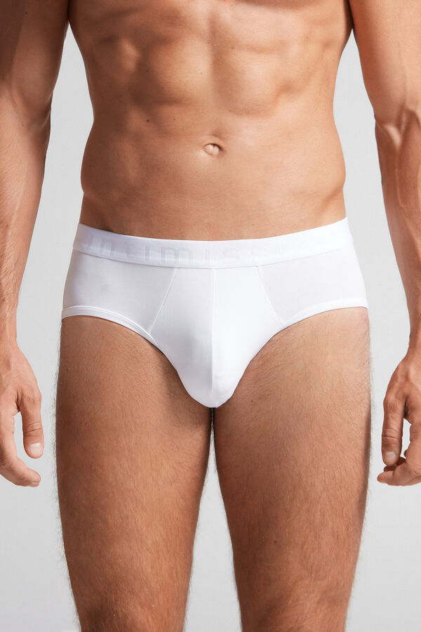 Intimssimi Microfiber Briefs with Logo Detail White | LUSSX14686