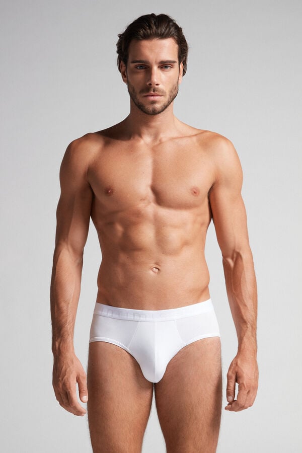 Intimssimi Microfiber Briefs with Logo Detail White | LUSSX14686