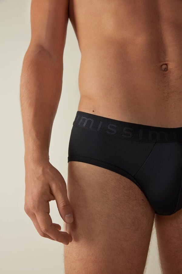 Intimssimi Microfiber Briefs with Logo Detail Blue | QUSWA48634