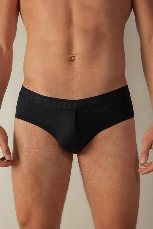 Intimssimi Microfiber Briefs with Logo Detail Blue | USZPD29822