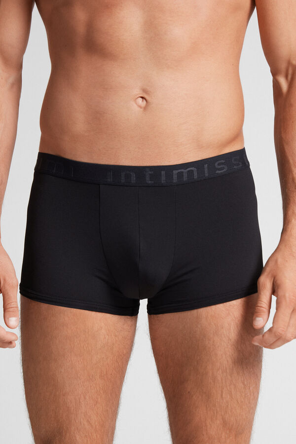 Intimssimi Microfiber Logo Boxer Shorts Black | AUSWC52876