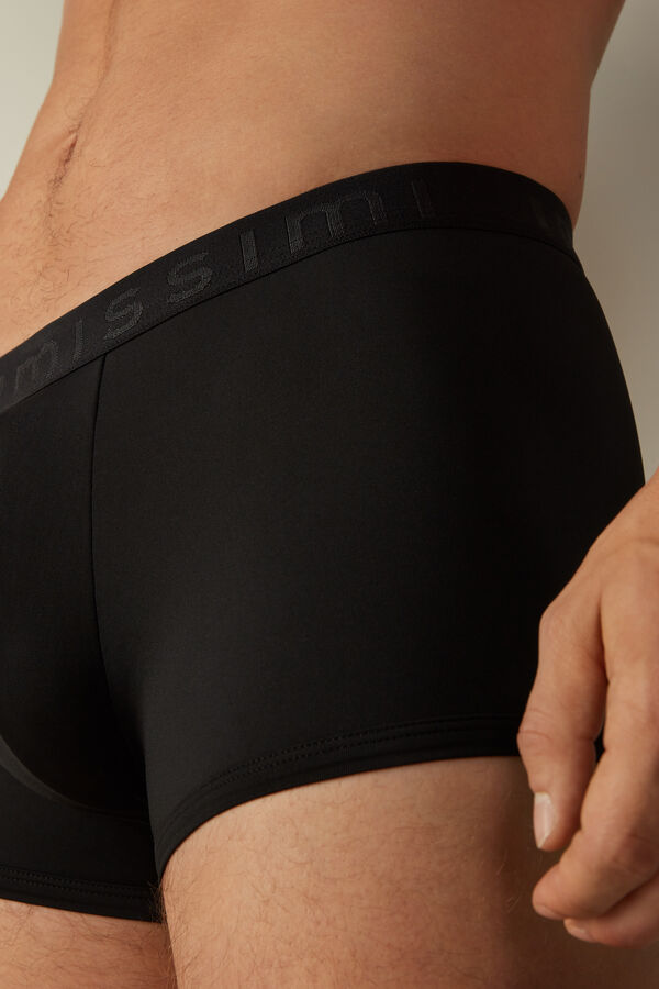 Intimssimi Microfiber Logo Boxer Shorts Black | AUSWC52876