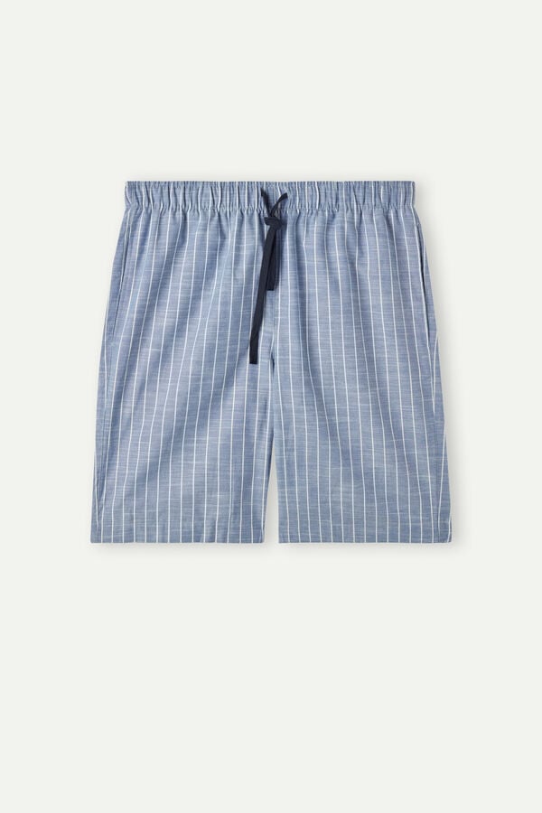 Intimssimi Microstripe Shorts in Cotton Cloth Blue | USXMI28624