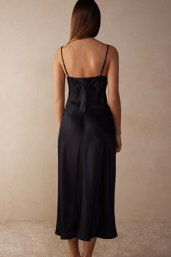 Intimssimi Midi-Length Slip in Silk Black | SUSNY97165