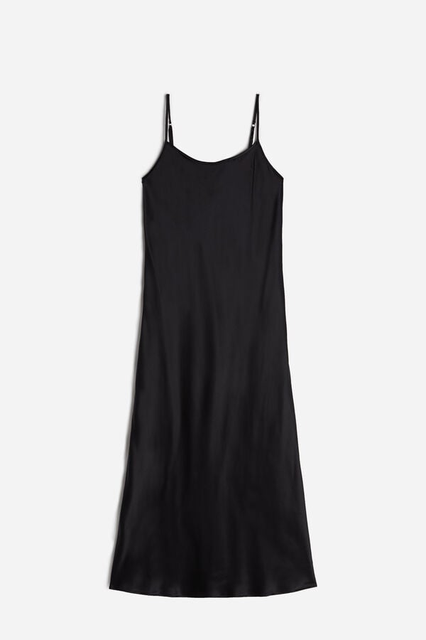 Intimssimi Midi-Length Slip in Silk Black | SUSNY97165