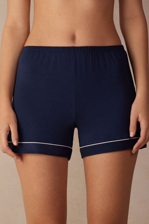 Intimssimi Modal Shorts with Contrast Trim Blue | ZUSNQ96136