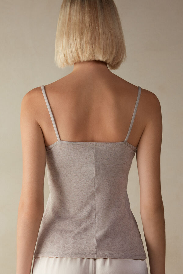 Intimssimi Modal Ultralight Cashmere Blend Top with Lace Natural | EUSHC19963