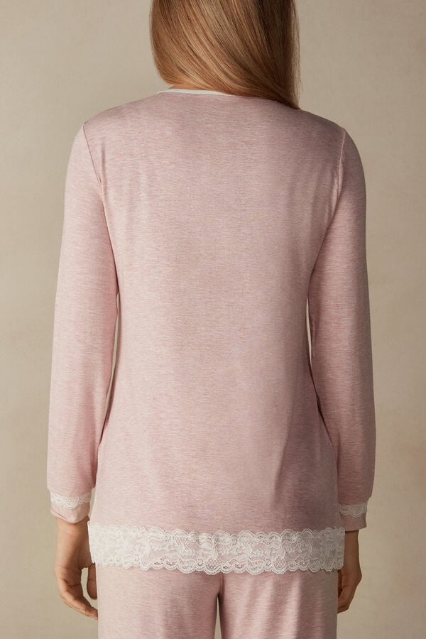 Intimssimi Modal and Lace Cardigan Pale Pink | USNEJ96106