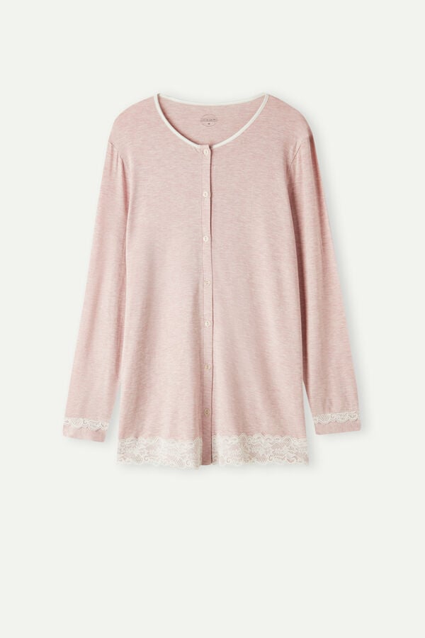 Intimssimi Modal and Lace Cardigan Pale Pink | USNEJ96106