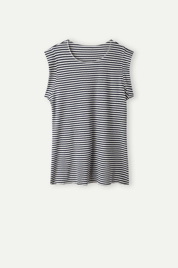 Intimssimi My Comfort Zone Sleeveless Top in Perforated Cotton Stripes | AUSDF79496