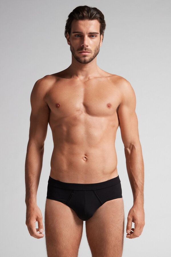 Intimssimi Natural Fresh Supima® Cotton Briefs Black | EUSHC70830