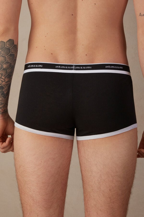 Intimssimi Natural Fresh Supima® Cotton Boxers with Logo Black | QUSUV97863