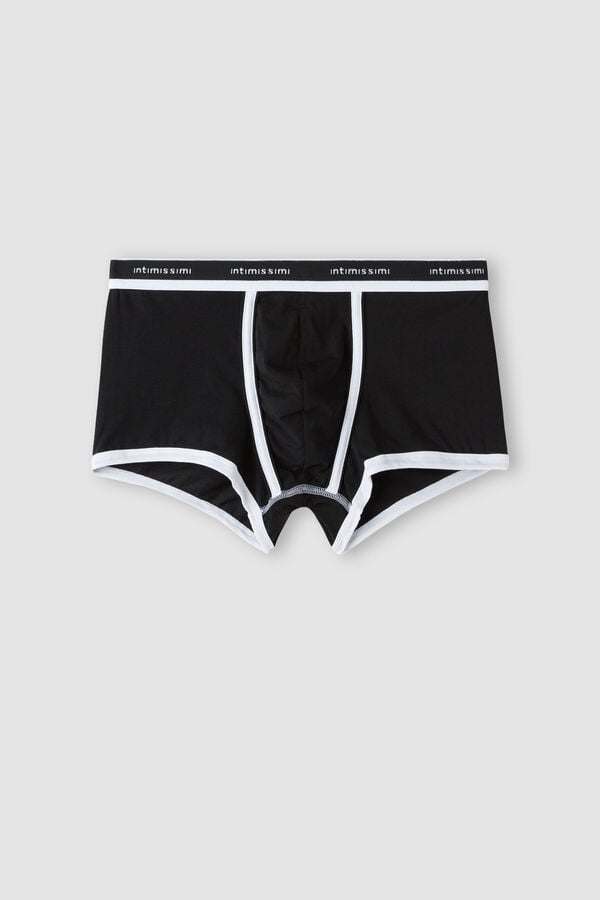 Intimssimi Natural Fresh Supima® Cotton Boxers with Logo Black | QUSUV97863