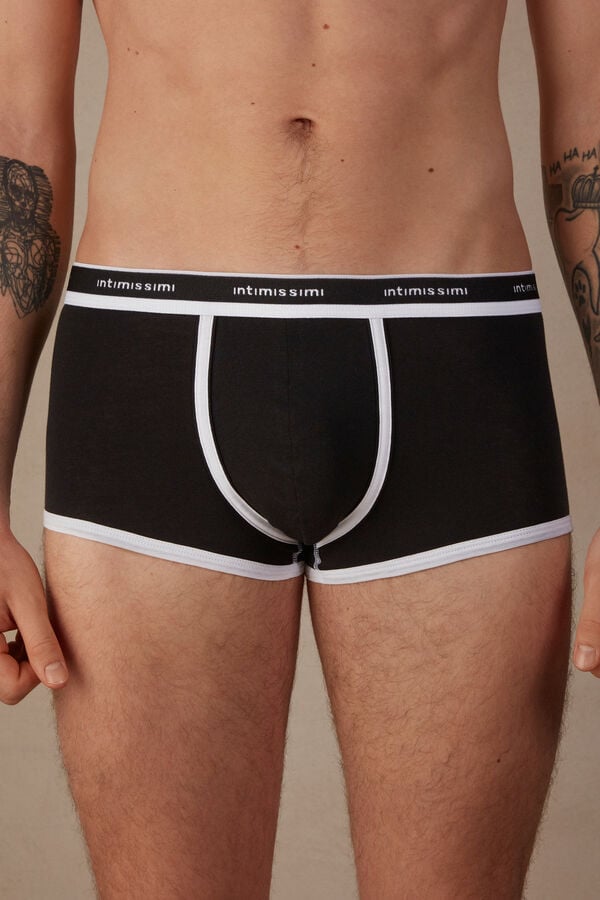 Intimssimi Natural Fresh Supima® Cotton Boxers with Logo Black | QUSUV97863