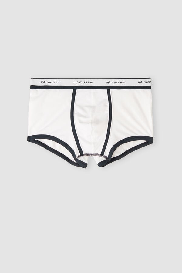 Intimssimi Natural Fresh Supima® Cotton Boxers with Logo White | QUSWA44589