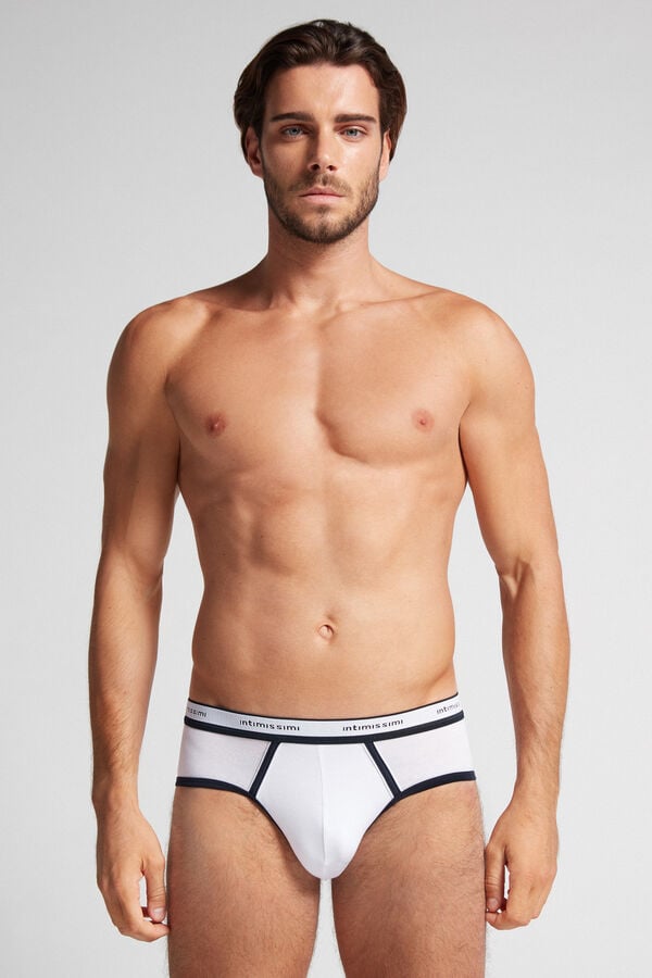 Intimssimi Natural Fresh Supima® Cotton Briefs with Logo White | USDFL71662