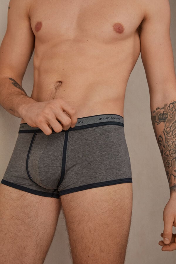 Intimssimi Natural Fresh Supima® Cotton Boxers with Logo Dark Grey | USIIZ61071