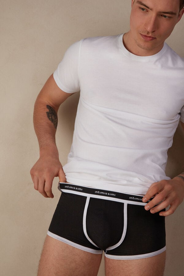 Intimssimi Natural Fresh Supima® Cotton Boxers with Logo Black | USJKU89987