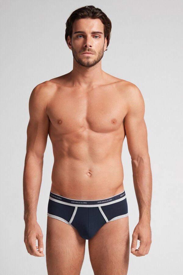 Intimssimi Natural Fresh Supima® Cotton Briefs with Logo Blue | USJVR62848