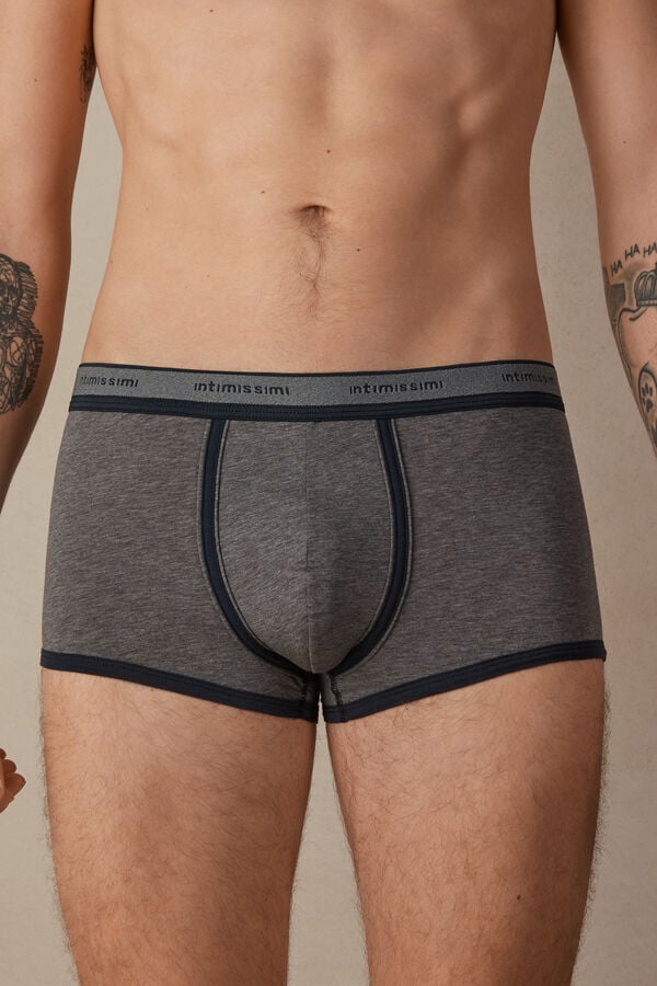 Intimssimi Natural Fresh Supima® Cotton Boxers with Logo Dark Grey | USZDE51580