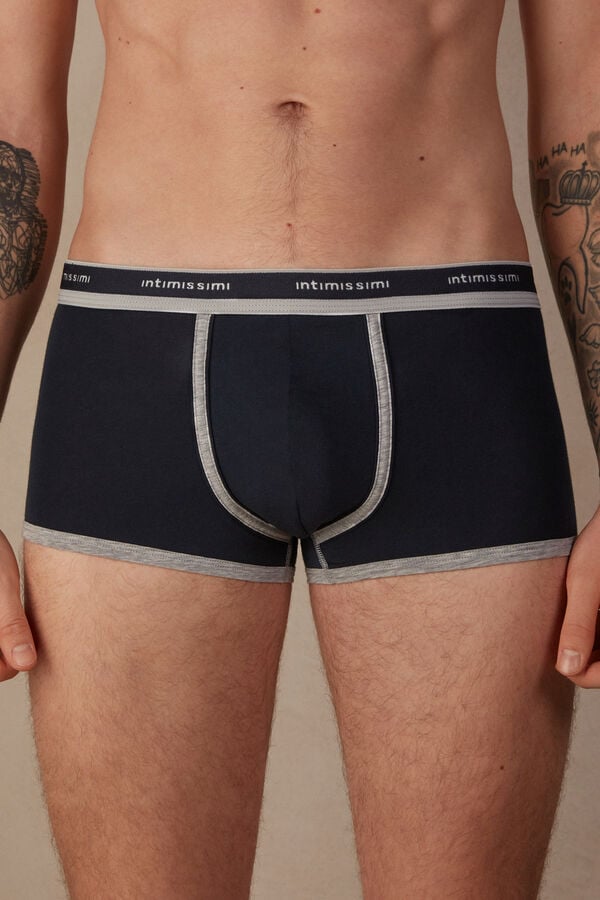 Intimssimi Natural Fresh Supima® Cotton Boxers with Logo Blue | YUSGT72083