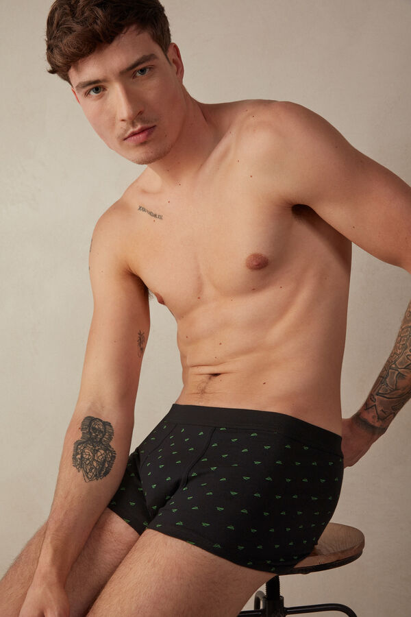 Intimssimi Paper Plane Boxers in Stretch Supima® Cotton Black | DUSKV80508