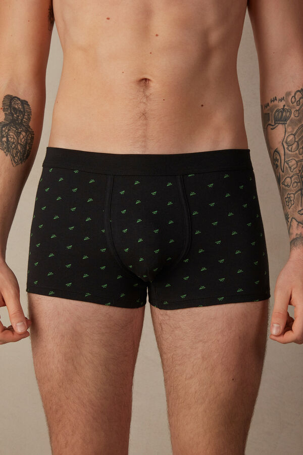 Intimssimi Paper Plane Boxers in Stretch Supima® Cotton Black | DUSKV80508