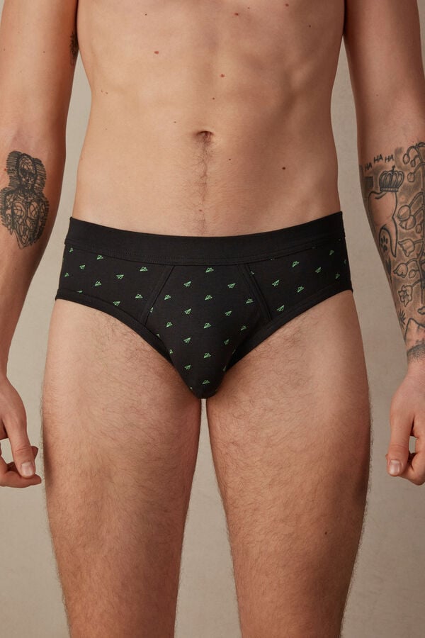 Intimssimi Paper Plane Briefs in Stretch Supima® Cotton Black | USCIF54316