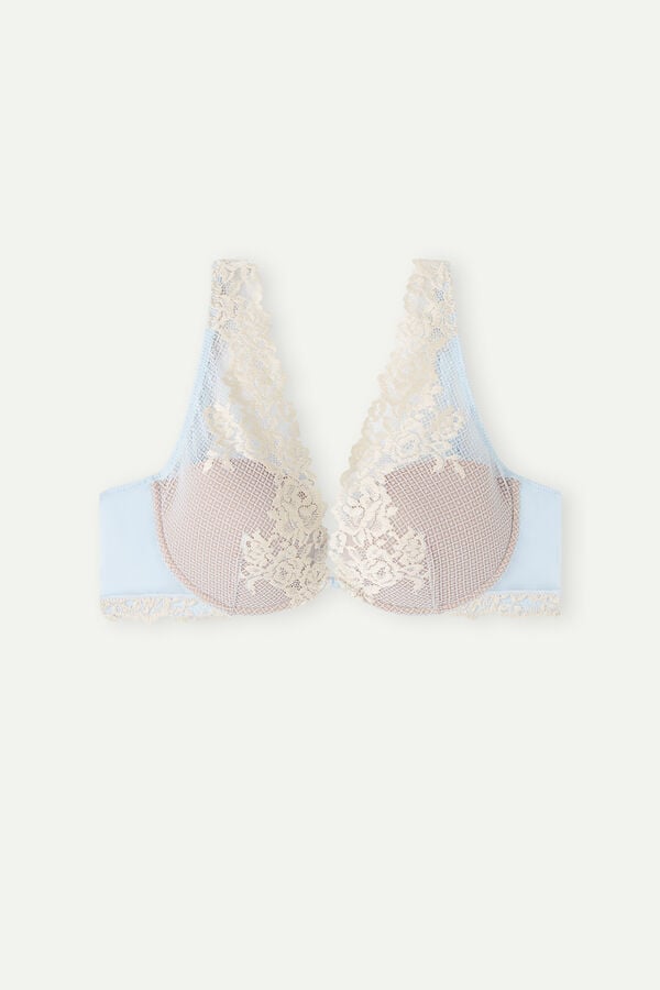 Intimssimi Pretty Flowers Elena Balconette Bra Light Blue | UUSND80929