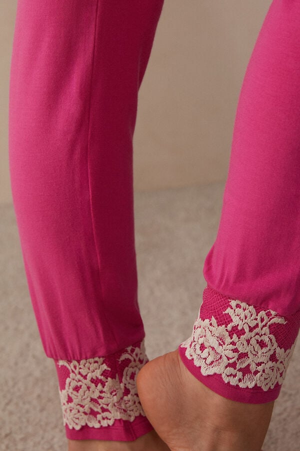 Intimssimi Pretty Flowers Full Length Cuffed Modal Pants Pink | USQAV15647