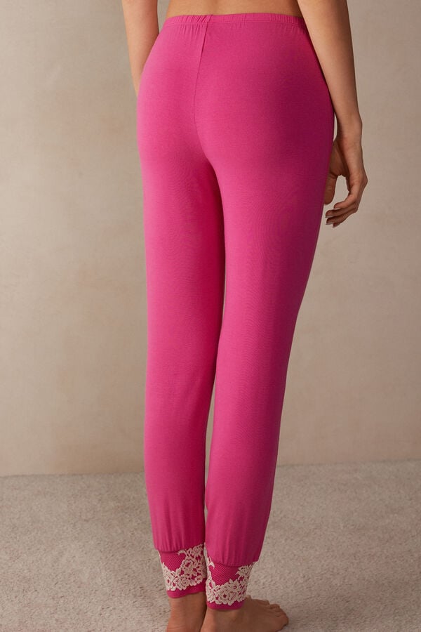 Intimssimi Pretty Flowers Full Length Cuffed Modal Pants Pink | USQAV15647