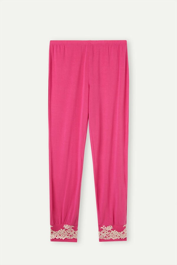 Intimssimi Pretty Flowers Full Length Cuffed Modal Pants Pink | USQAV15647