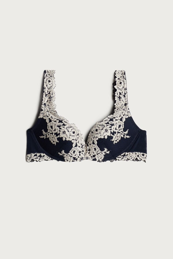 Intimssimi Pretty Flowers Gioia Super Push-up Bra Blue | USICD94080